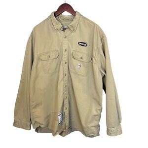Carhartt FR Flame Resistant Tan Long Sleeve Work Shirt Mens 2XL KHI